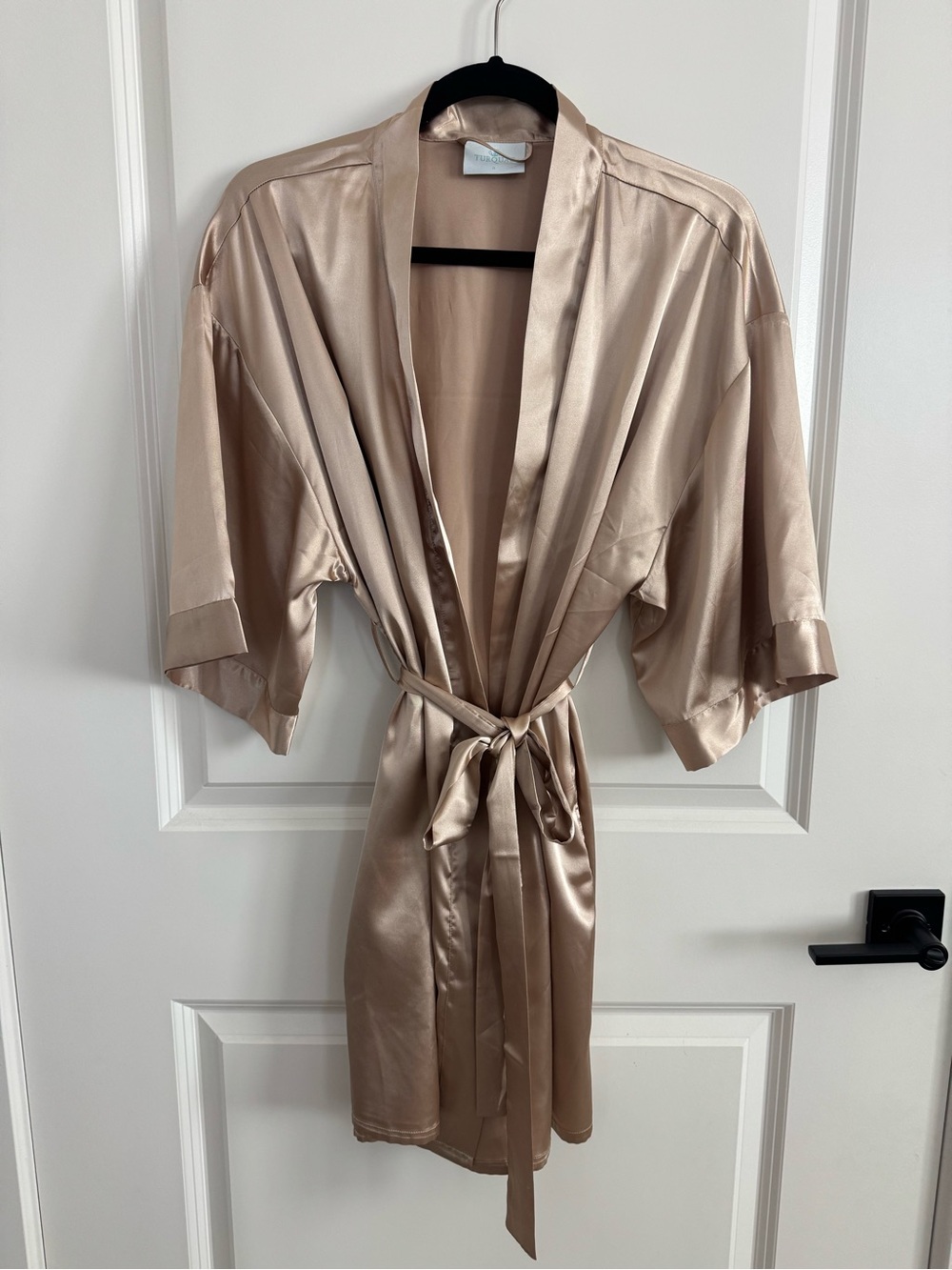 Turquaz Satin Kimono Robe in Champagne - Women Intimates & Sleepwear